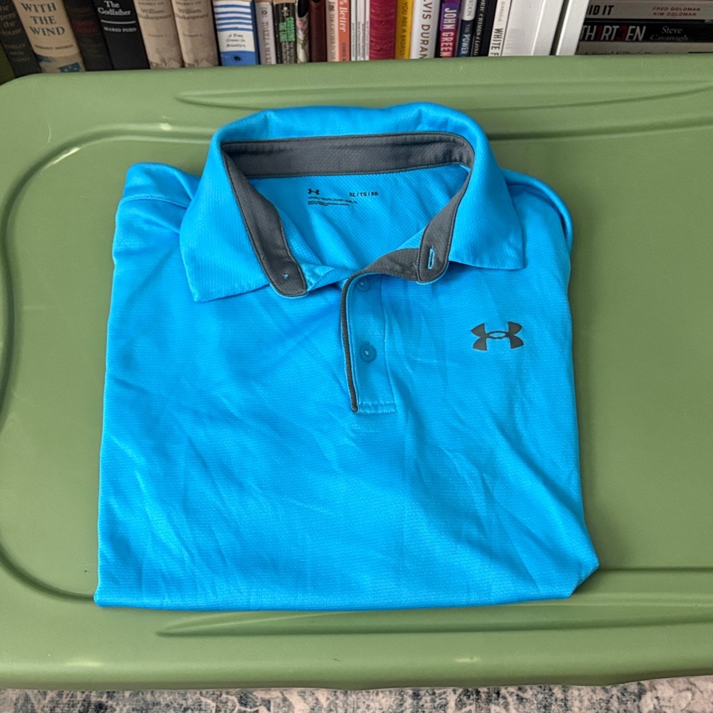Under Armour Men’s Bright Blue Polo with Gray Accents
